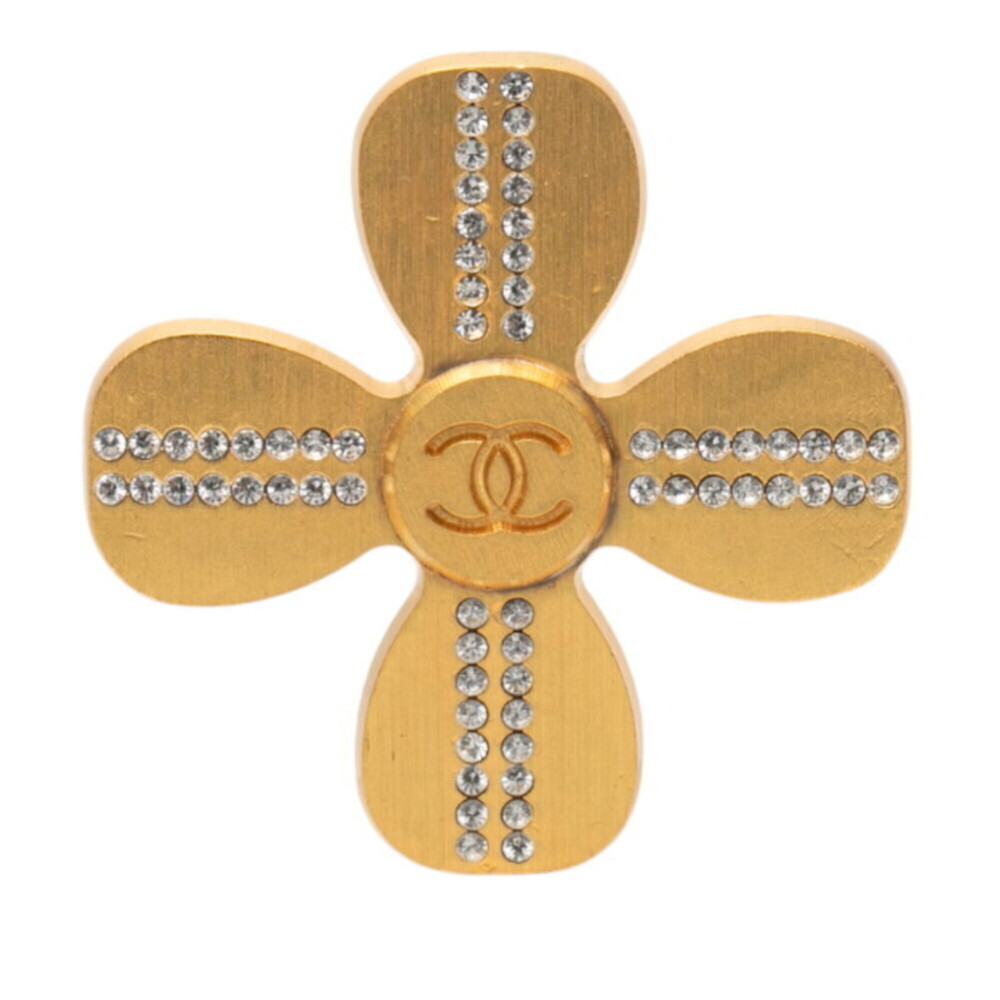 CHANEL Gold Logo Brooch